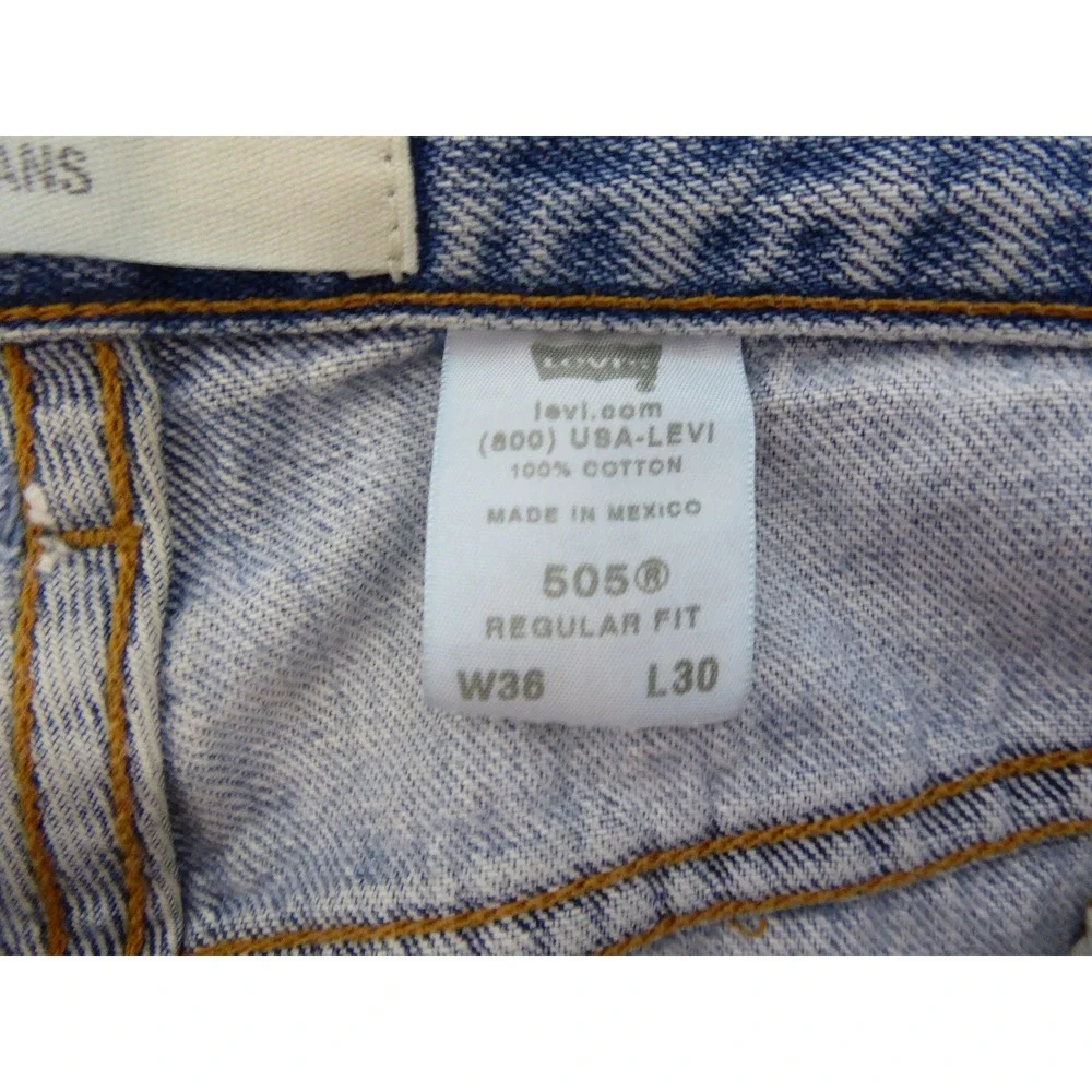 Levis 505 Regular Fit Straight Leg Jeans Mens 36 Blue Light Wash Denim